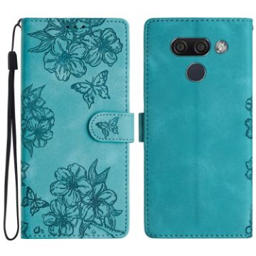LG K50 Cherry Blossom Butterfly PU Phone Case - Green - 1