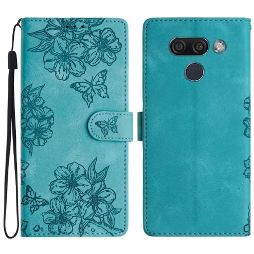 LG K50 Cherry Blossom Butterfly PU Phone Case - Green - 1