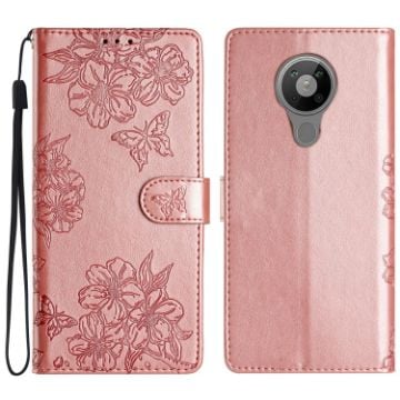 Nokia 5.4 Cherry Blossom Butterfly Phone Case - Rose Gold - 1