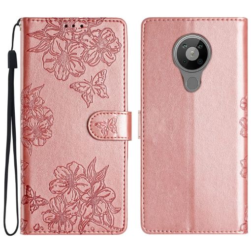 Nokia 5.4 Cherry Blossom Butterfly Phone Case - Rose Gold - 1