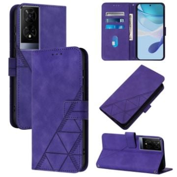 TCL 50 XE 5G Crossbody 3D Embossed Flip Leather Phone Case (Purple) - 1