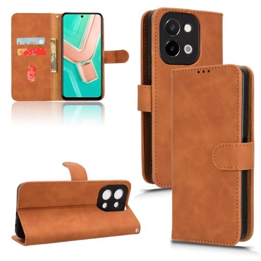 Vivo Y28 4G Brown Leather Phone Case - Magnetic Flip Design - 1