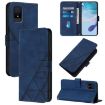 TCL 502 Crossbody Blue Leather Phone Case - 3D Embossed Flip - 1