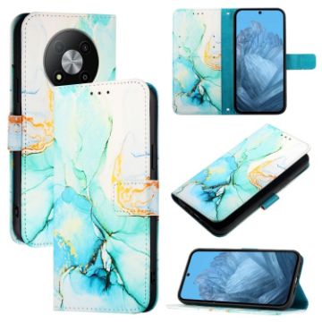 ZTE Blade A73 5G PT003 Green Marble Pattern Flip Leather Phone Case - 1
