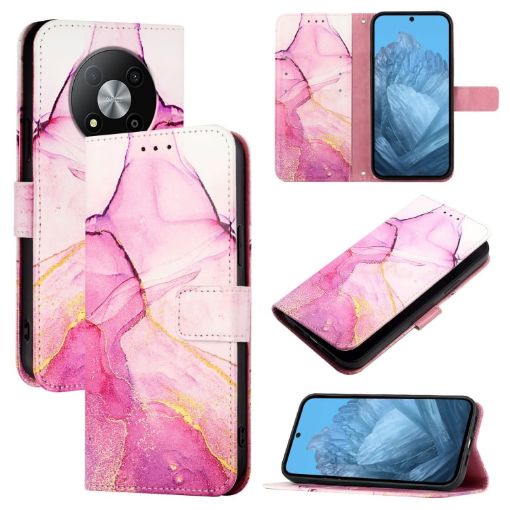 ZTE Blade A73 5G PT003 Marble Pattern Flip Leather Phone Case - Pink Purple Gold - 1