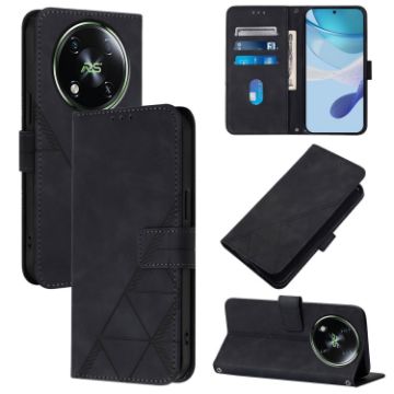 Itel RS4 Crossbody 3D Embossed Flip Leather Phone Case - Black - 1