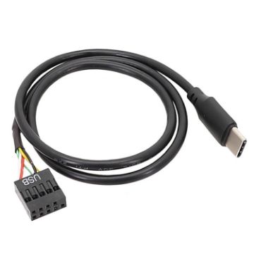 50cm Motherboard USB 9Pin To Type-C Cable - Double Shielded (Black) - 1
