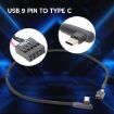 60cm Motherboard USB 9Pin To Type-C Elbow Data Cable - Black - 5
