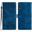 Motorola One Action Cherry Blossom Butterfly PU Phone Case (Blue) - 1