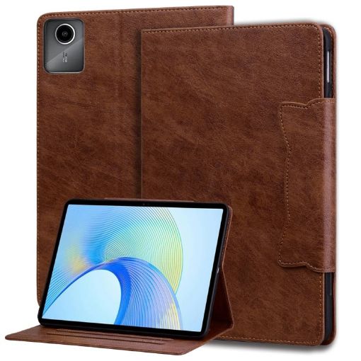 Lenovo Xiaoxin Pad M11 2024 Cat Buckle Leather Tablet Case - Brown - 1