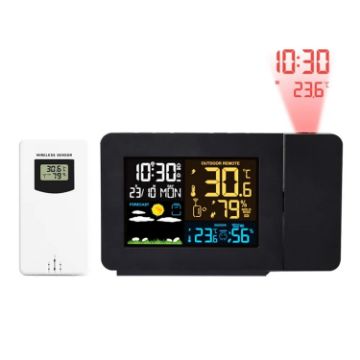 Color Screen Temperature Humidity Meter Projection Clock - 1