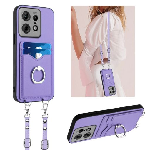 Motorola Edge 50 Pro EU Crossbody Rope Ring Card Holder Phone Case - 1