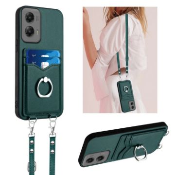 Motorola Moto G Stylus 5G 2024 R20 Crossbody Rope Ring Card Holder Phone Case Green - 1