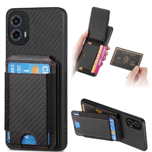 Motorola Moto G 5G 2024 Carbon Fiber Wallet Stand Case - 1