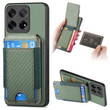 OnePlus 12 5G Carbon Fiber Wallet Stand Case - Green - 1
