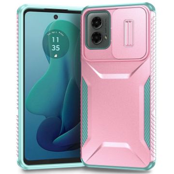 Motorola Moto G 5G 2024 Sliding Camshield Phone Case - Pink/Grey Green - 1