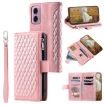 Motorola Moto E14 Rose Gold Leather Phone Case with Lanyard - 1