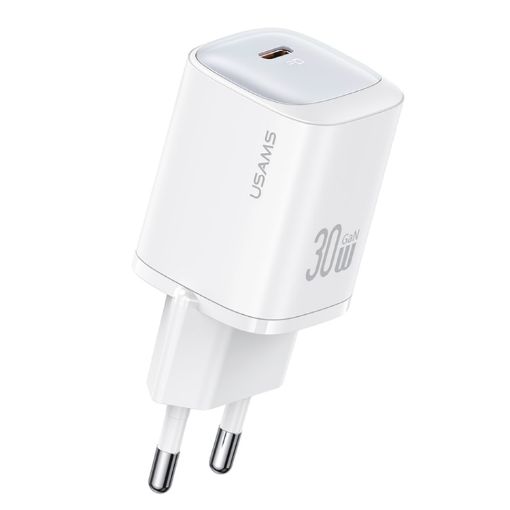 USAMS CC251 30W USB-C/Type-C GaN Fast Charger, EU Plug - White - 1