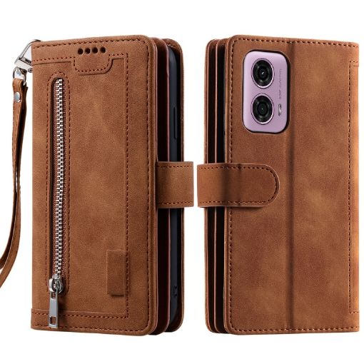 Motorola Moto G85 Leather Phone Case with Lanyard - Brown - 1