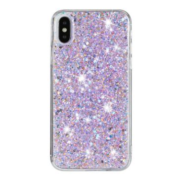 iPhone XR Transparent Glitter TPU Phone Case - Purple - 1
