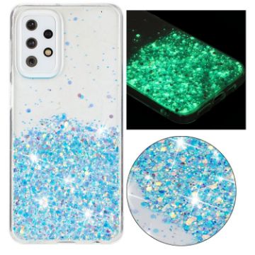 Samsung Galaxy A23 Phone Case - Transparent Frame Glitter TPU (Blue) - 1
