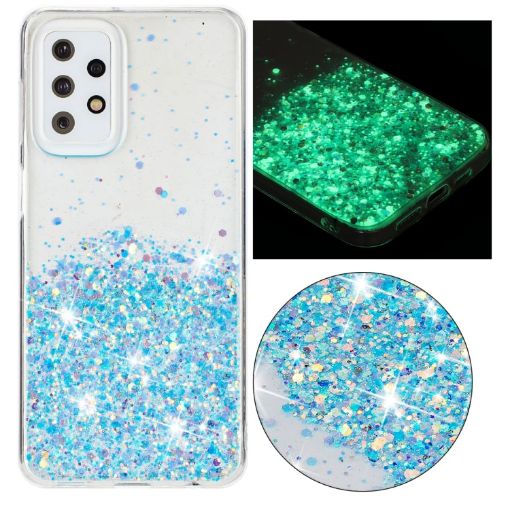 Samsung Galaxy A23 Phone Case - Transparent Frame Glitter TPU (Blue) - 1
