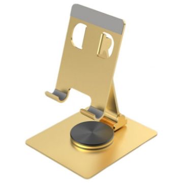 360 Degree Rotation Aluminum Alloy Desktop Phone Tablet Holder - Gold - 1