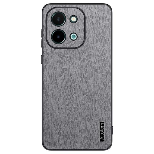 Grey Tree Bark Leather Shockproof Phone Case for vivo Y28 4G - 1