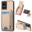 OPPO Reno10 Global Carbon Fiber Wallet Stand Phone Case - Khaki - 1