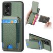 OPPO A17 Carbon Fiber Wallet Stand Phone Case - Green - 1
