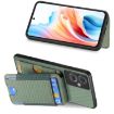 OPPO A17 Carbon Fiber Wallet Stand Phone Case - Green - 5