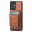 OPPO A72 5G Carbon Fiber Wallet Stand Phone Case - Brown - 2
