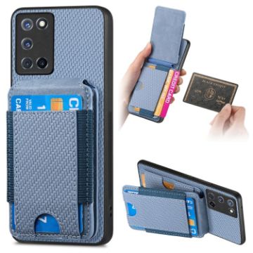 OPPO A52/A72/A92 Blue Carbon Fiber Wallet Stand Phone Case - 1
