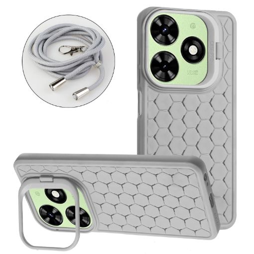 Infinix Smart 8 Grey TPU Phone Case with Lanyard - 1