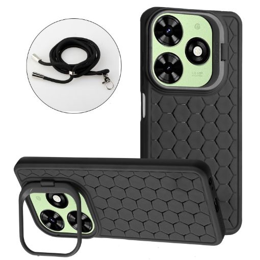 Infinix Smart 8 Black TPU Phone Case with Lanyard - 1