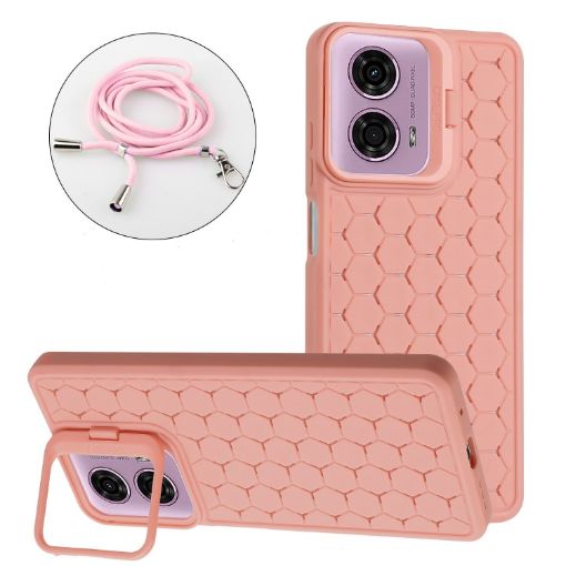 Motorola Moto G24/G04 Pink TPU Phone Case with Lanyard - 1