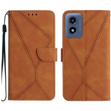 Brown Embossed Leather Phone Case for Motorola Moto E14 - 1
