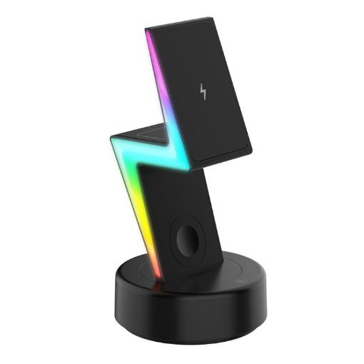 Apple Series 3 In 1 RGB Light Magsafe Magnetic Mobile Phone Holder Wireless Charger - 1