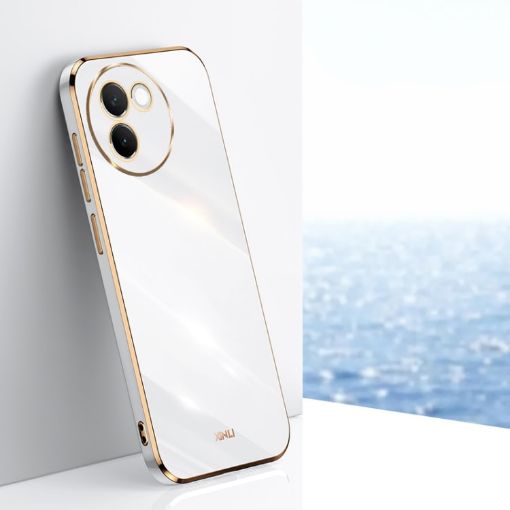 Vivo V30E XINLI 6D Plating Gold Edge TPU Phone Case - White - 1