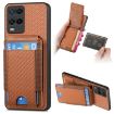 Realme 8 5G Carbon Fiber Wallet Stand Phone Case - Brown - 1