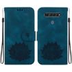 LG K61 Lotus Embossed Leather Phone Case - Dark Blue - 1