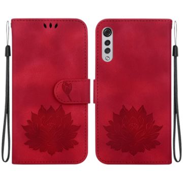 Red LG Velvet/Velvet 5G/G9 Lotus Embossed Leather Phone Case - 1