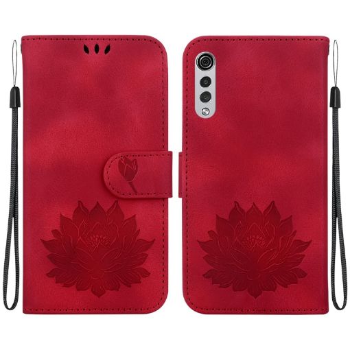 Red LG Velvet/Velvet 5G/G9 Lotus Embossed Leather Phone Case - 1