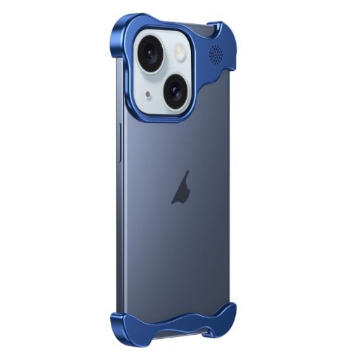 iPhone 15 Plus Blue Aromatherapy Alloy Frameless Phone Case - 1