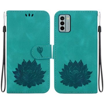 Nokia G22 Green Lotus Embossed Leather Phone Case - 1