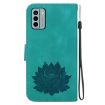 Nokia G22 Green Lotus Embossed Leather Phone Case - 3
