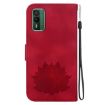 Nokia XR21 Lotus Embossed Leather Phone Case - Red - 3