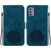 Nokia G42 Lotus Embossed Leather Phone Case - Dark Blue - 1