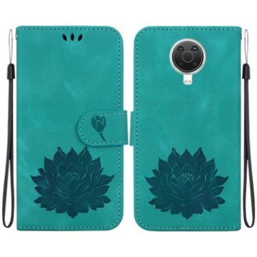 Green Lotus Embossed Leather Case for Nokia G10/G20 - 1