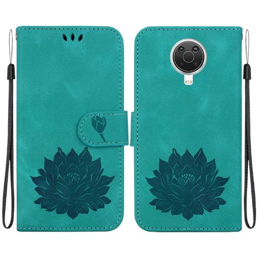 Green Lotus Embossed Leather Case for Nokia G10/G20 - 1
